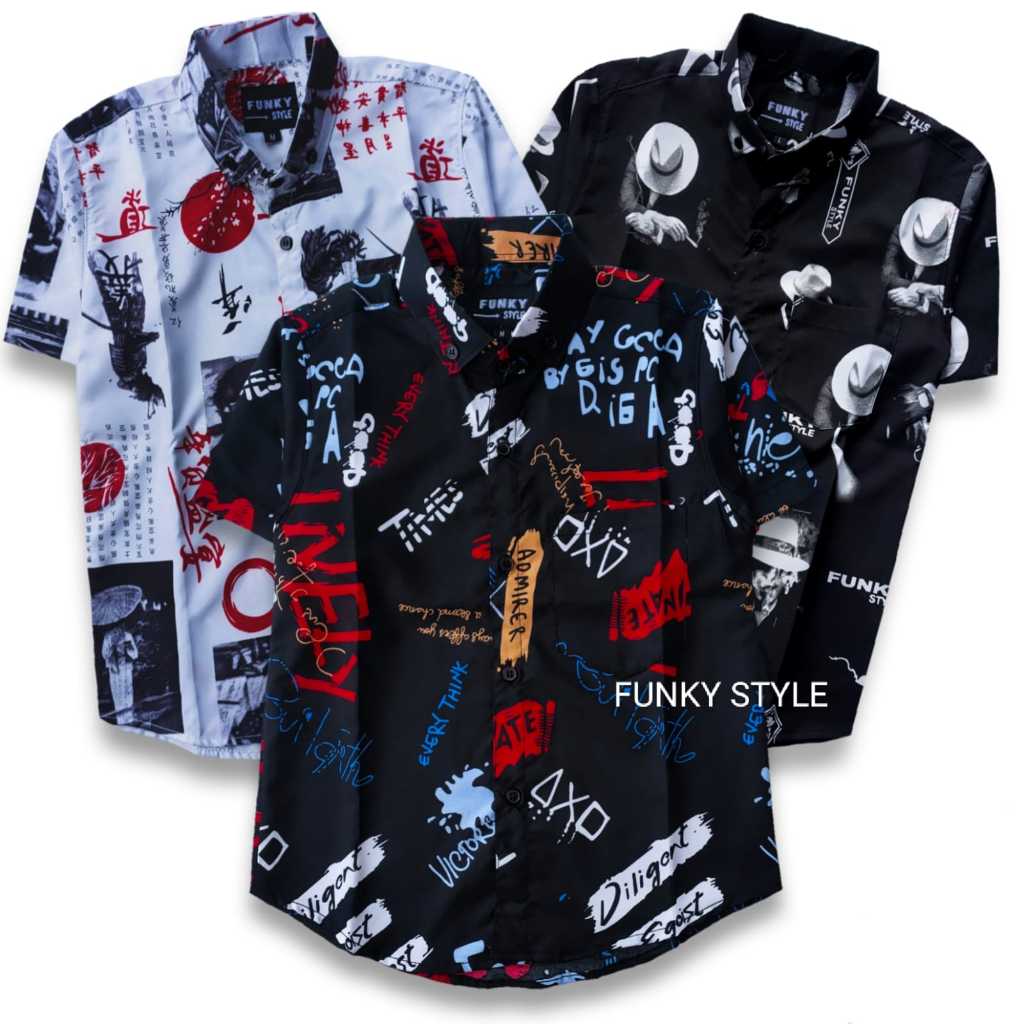 KEMEJA MOTIF PANTAI PRIA DAN WANITA DEWASA LENGAN PENDEK, HEM KASUAL BAJU KEMEJA PRIA MOTIF PANTAI