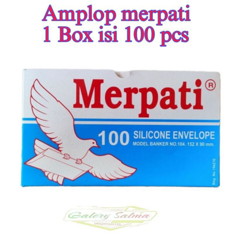 

1Box Amplop merpati ukuran Tangung 152 mm x 90 mm isi 100 pcs