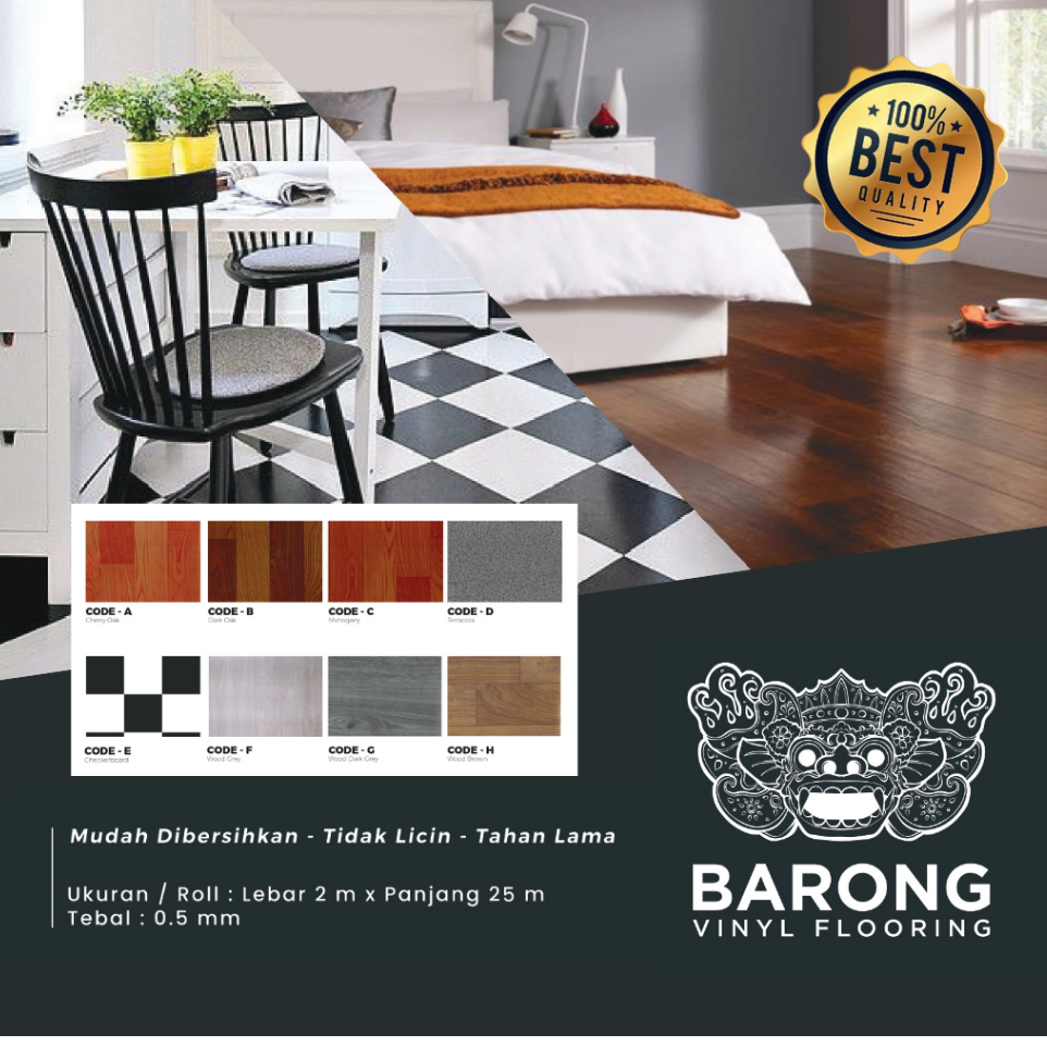 Vinyl Roll Barong Tebal 0.5mm / Karpet Lantai Vinyl Roll Motif Kayu - Harga/Roll