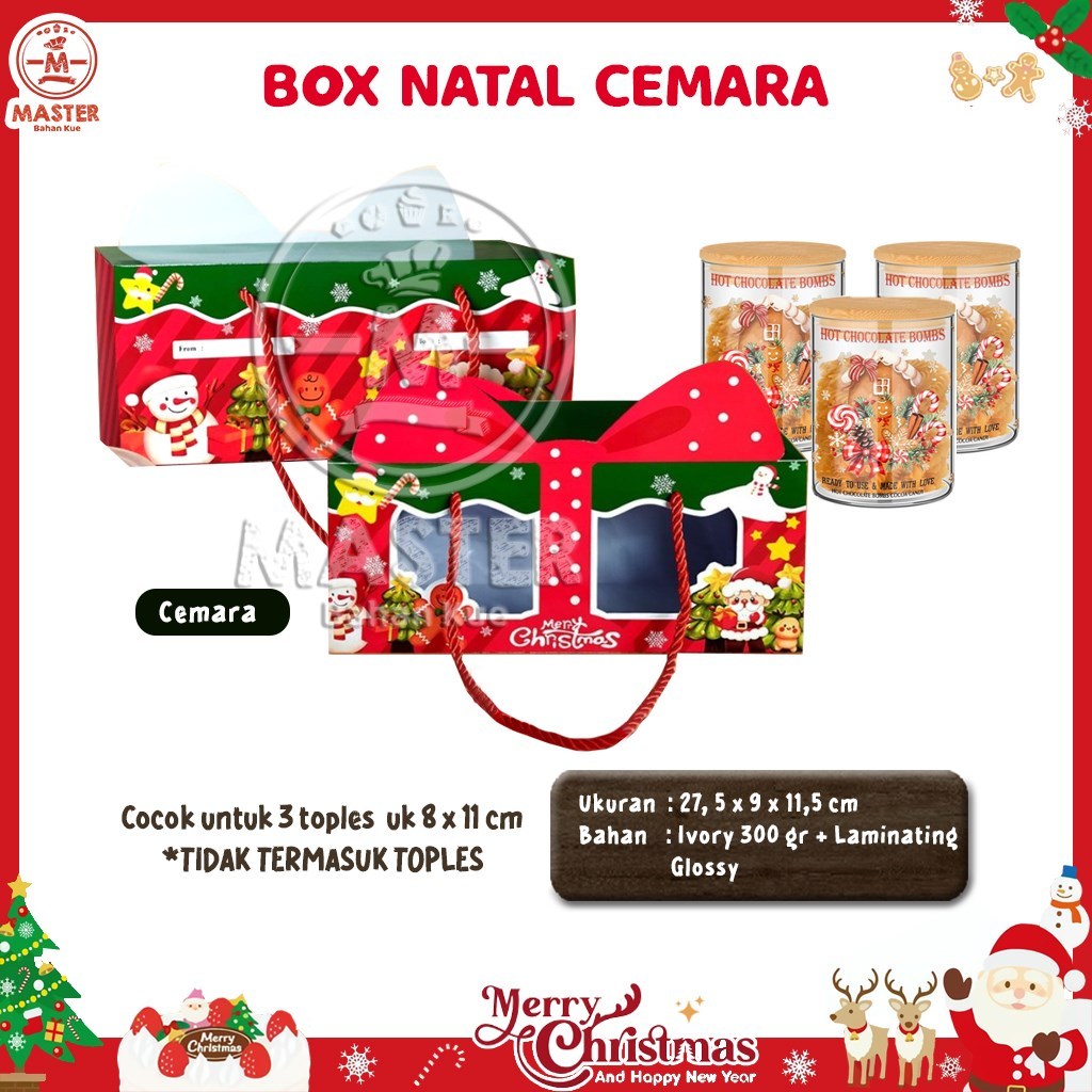 

Box Kado Natal CEMARA untuk 3 Toples 8x11cm Kue Kering Natal Christmas Gift Box [1 pcs]