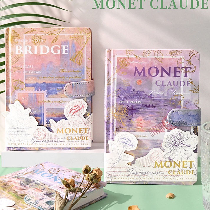 

Beli Full Color Buku Diary Hardcover Notebook Monet Paintings Coloage Illustration Magnetic Buckle