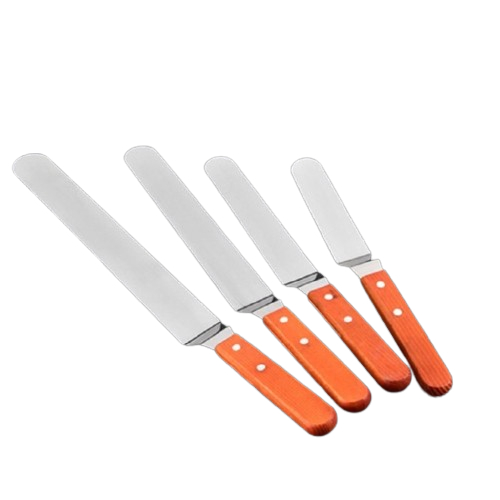 Spatula Stainless Panjang Gagang Kayu 6 Inch / Spatula Butter Cream / Spatula Siku