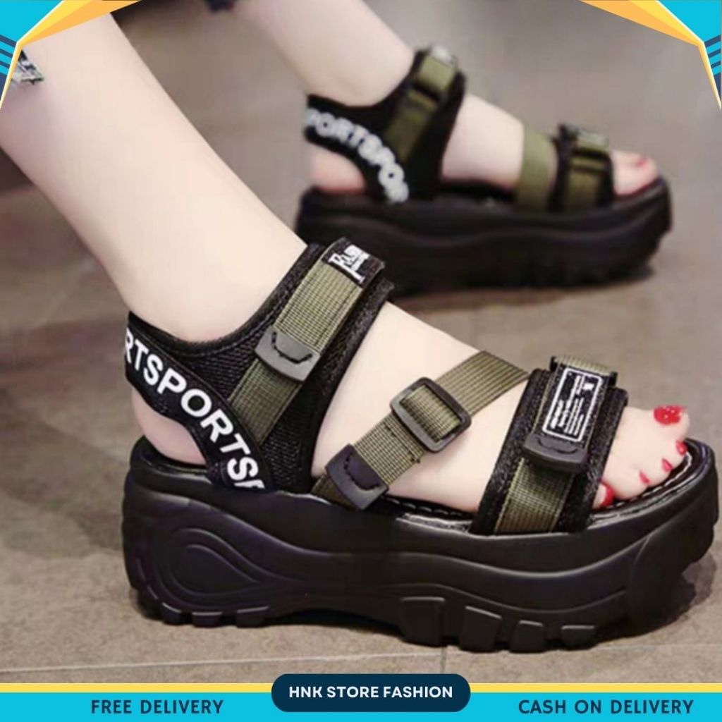 HNK Sendal Wedges Wanita Model Gunung Tinggi 5CM BM 452