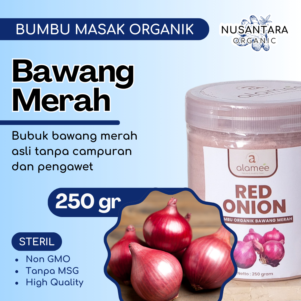 

ALAMEE Bubuk Bawang Merah Toples 250 gram Red Onions Powder Bumbu Masak Dapur Organik Rempah Rimpang
