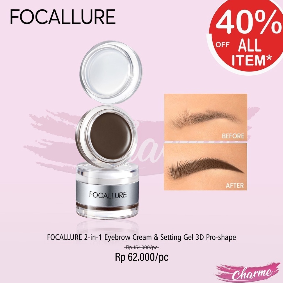 Kejutan Termurah READY  ORI FOCALLURE 2in1 Eyebrow Cream  Setting Gel 3D Proshape FA23
