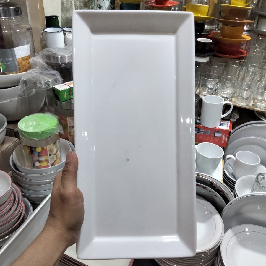 Piring saji persegi panjang keramik BLANC