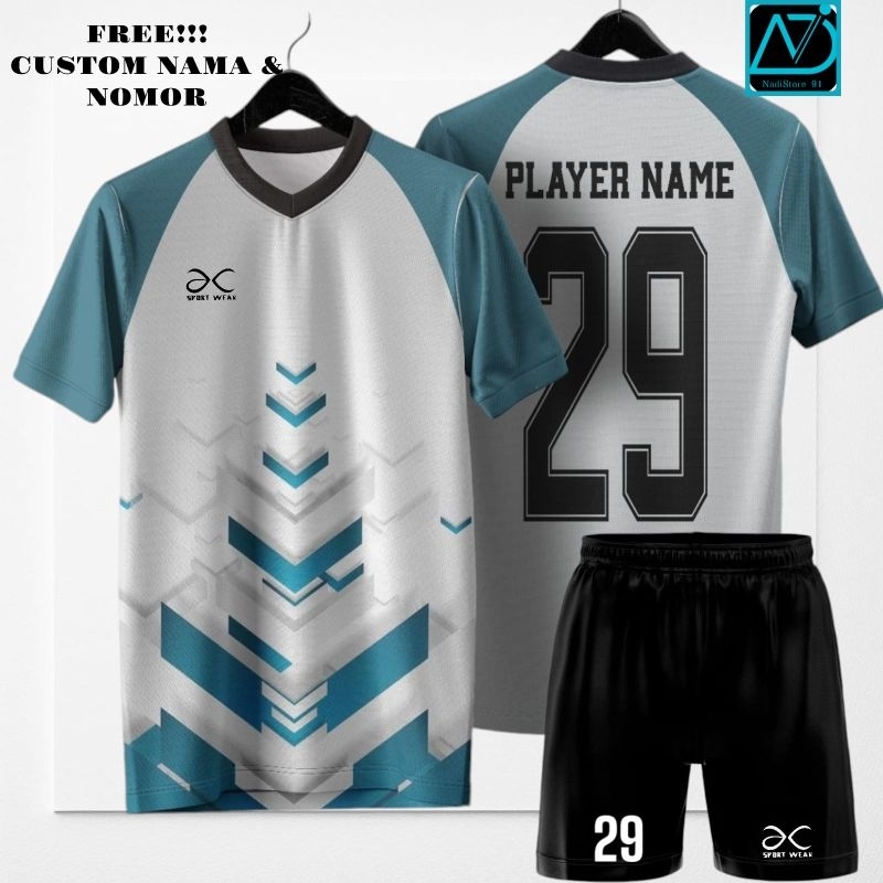Satu Set Baju Olahraga pria Wanita  Setelan Jersey Futsal  Baju Voli Cewek 1 Set