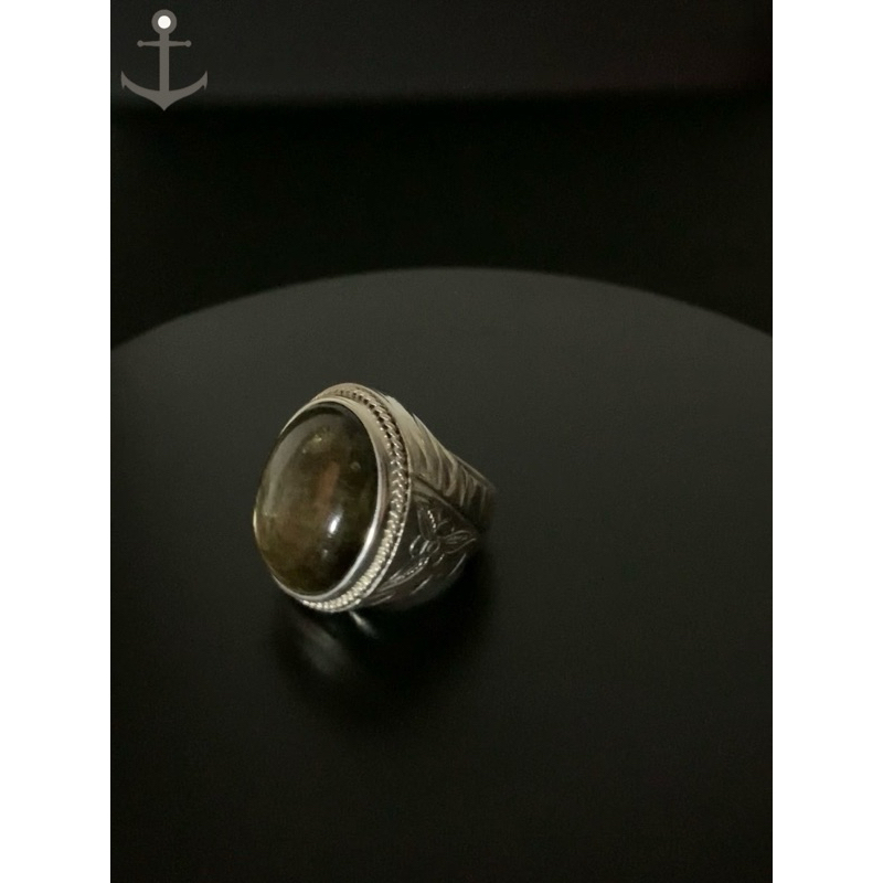 Cincin perak pria silver ring 925 asli dengan batu natural black star sapphire 20,00 gram bersertifi