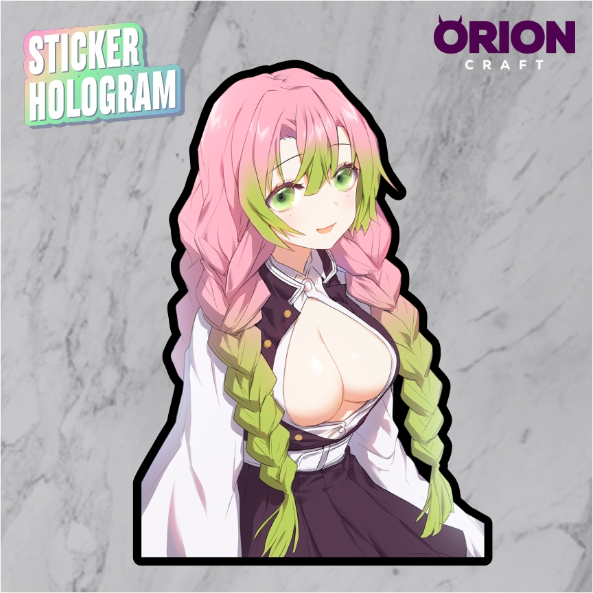 Stiker Hologram Mitsuri Demon Slayer 6cm OCDMS11 Anti Air Keren untuk HP Laptop Helm Motor Dll