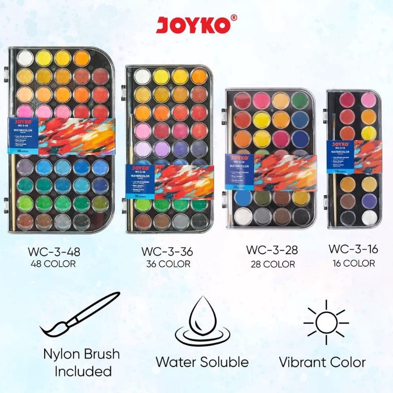 

KODE X62J joyko waterlor cakecat air padat WC3 16283648 warna free brush