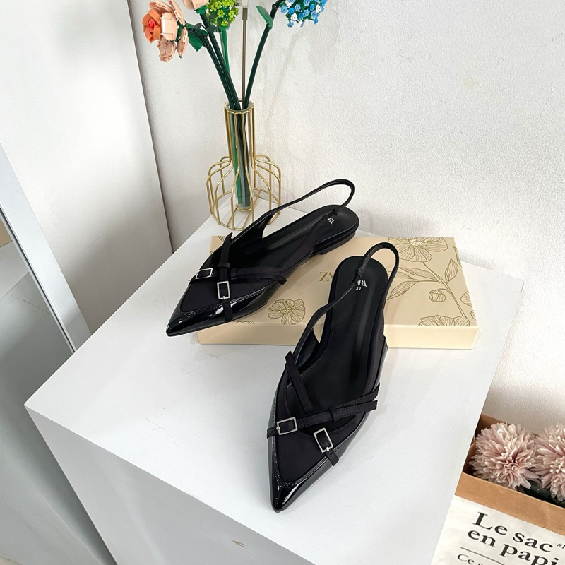 Flatshoes slingback with sling stripe by Zara high quality fashion shoes sepatu flat wanita tali bel