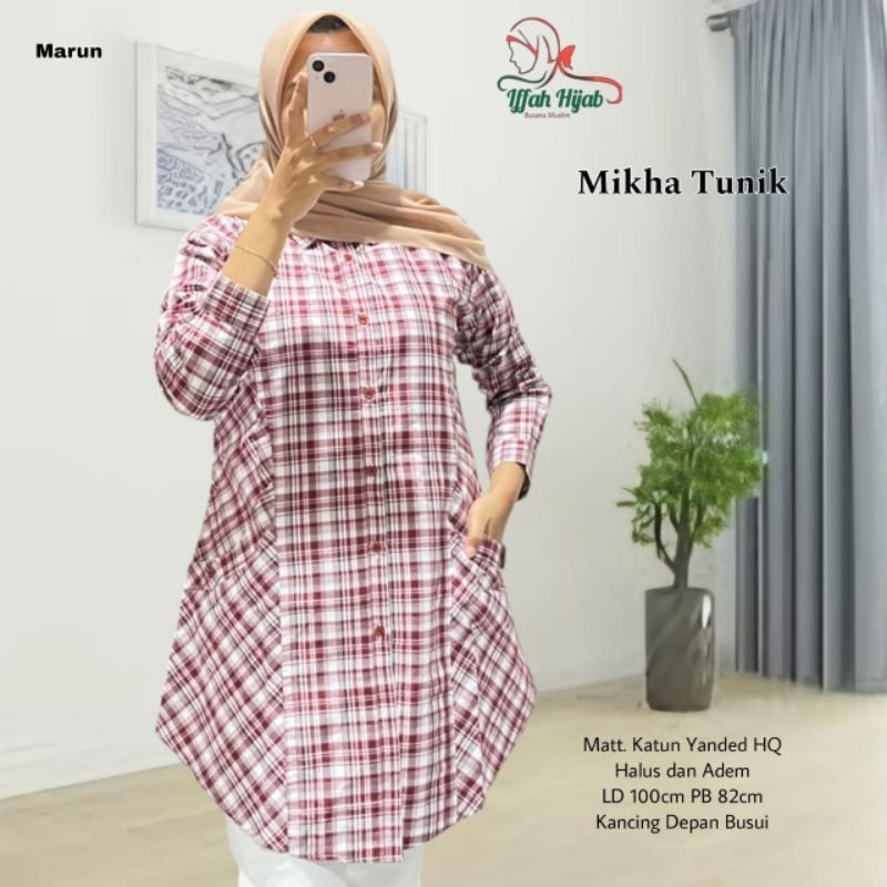 TUNIK KOTAK KATUN MODEL TERBARU MOTIF KEKINIAN / TUNIK PEREMPUAN/ATASAN CEWEK