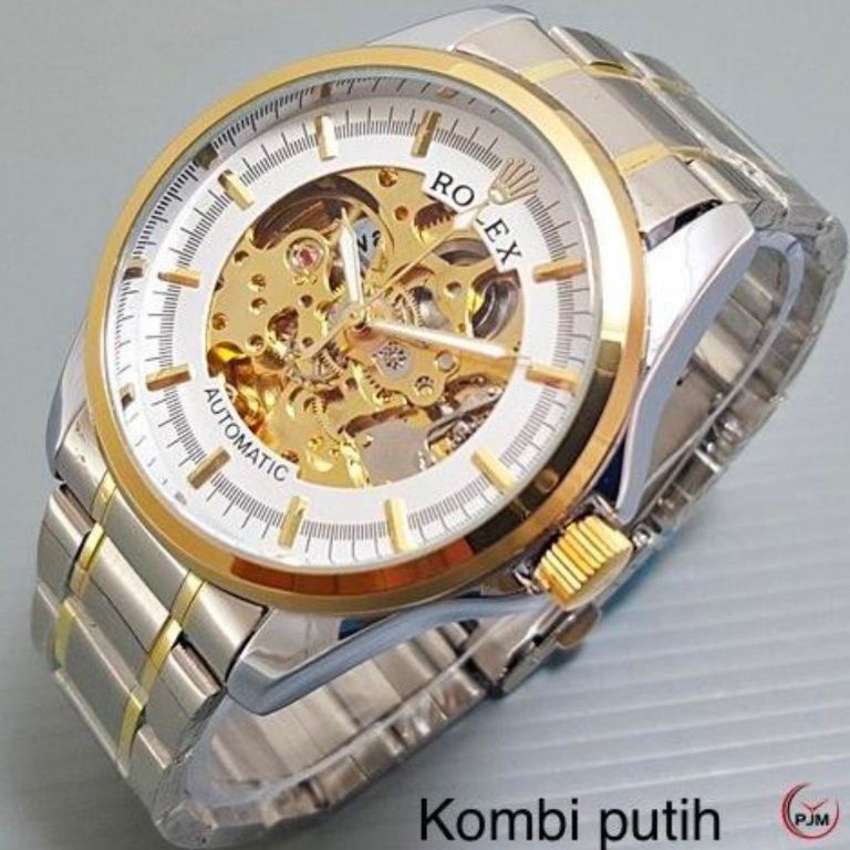 KODE X12U Jam Tangan Pria Rolex Rantai Automatic  Tanpa Baterai  Premium Transparan Free Box Ori Rol