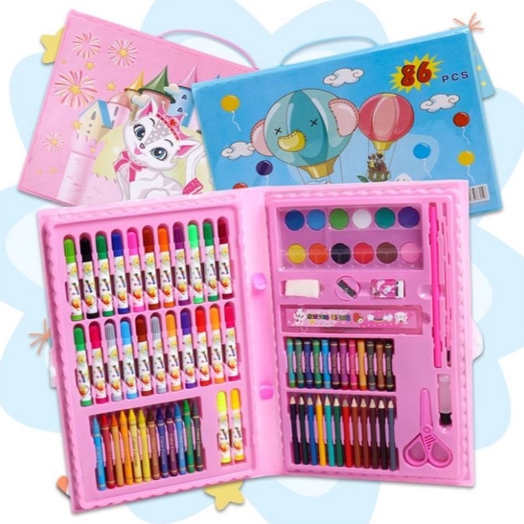 

KODE E64S Crayon ART Set 86 Pcs AnakCrayon Set Menggambar Anak