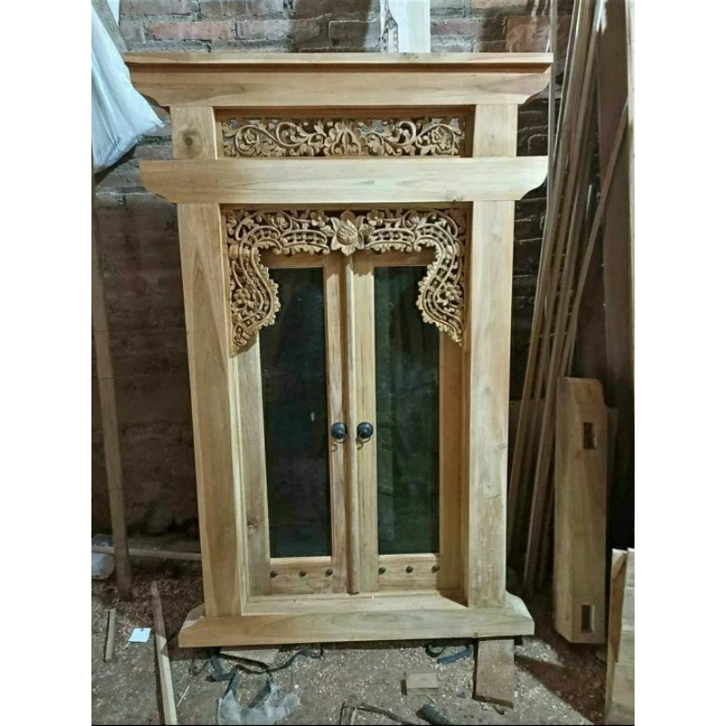 Jendela Gebyok Minimalis Ful Kayu Jati