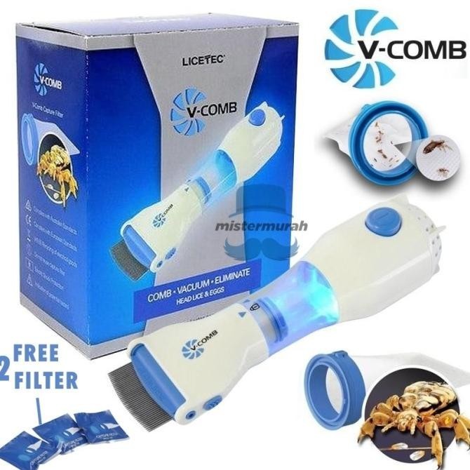 READY Sisir Kutu Elektrik Vcom / Sisir Kutu Penghilang Sedot Kutu Rambut vcom / Sisir Kutu Rambut El
