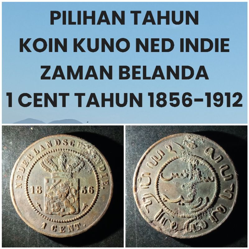 Koin Kuno Ned Indie Zaman Belanda 1 Cent 1856-1912 Pilihan tahun Tipe 1