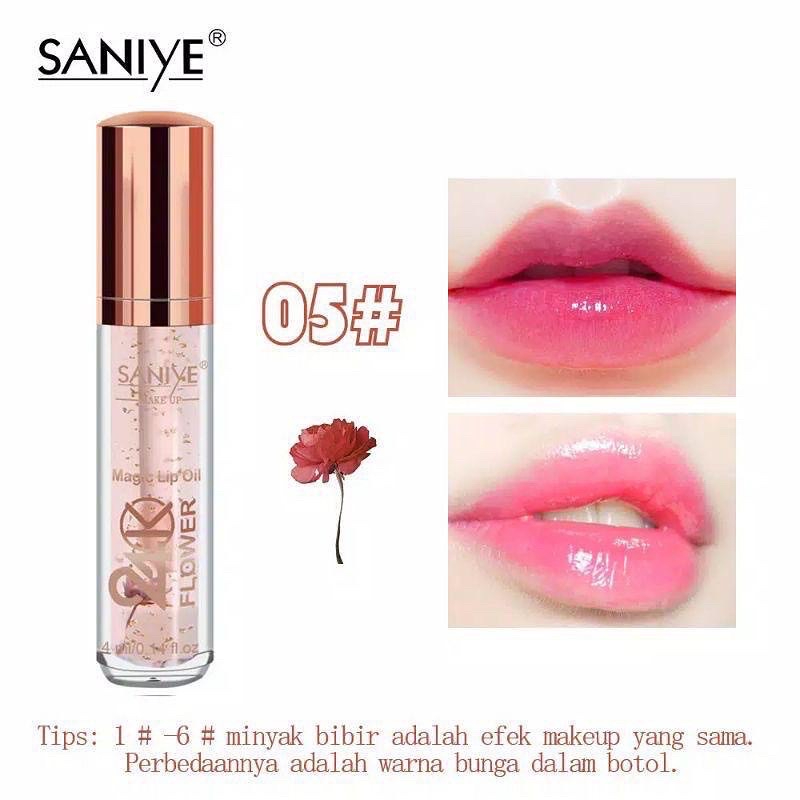 SANIYE L1121 24K Luxury Gold Flower Magic Lip Oil Lip gloss Pelembab Bibir ORIGINAL