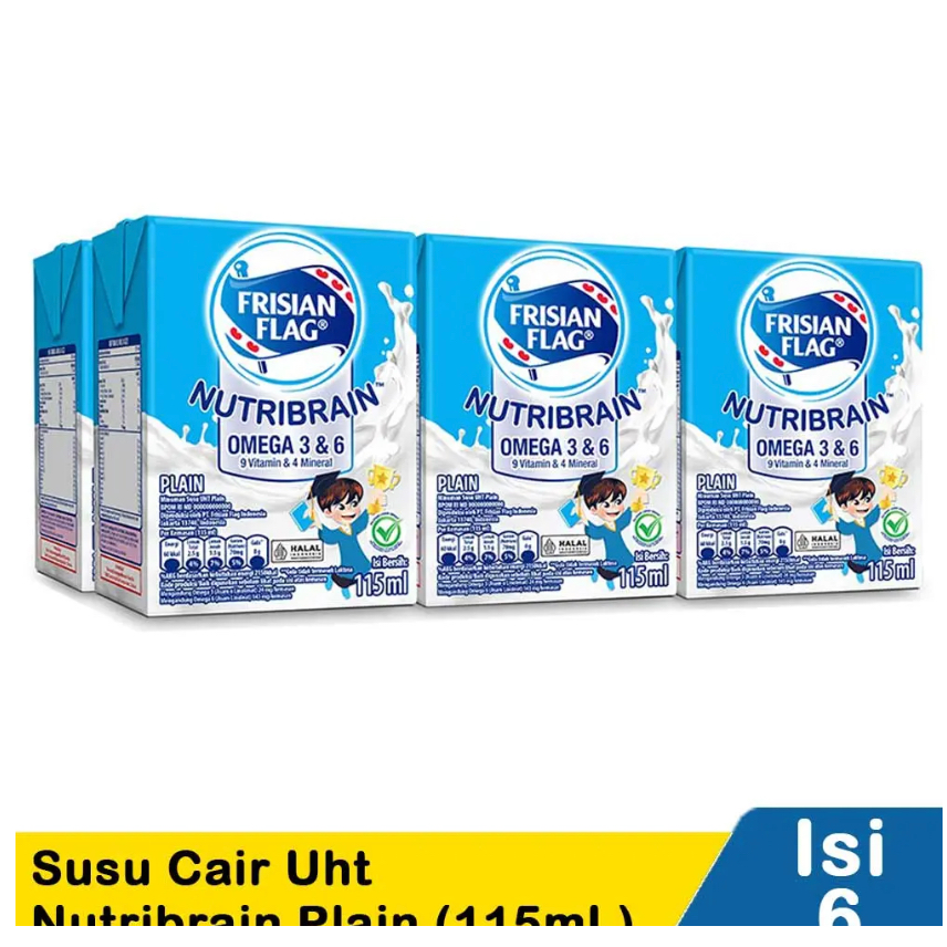 

Frisian Flag Susu Cair Uht Nutribrain Plain 6 x 115 ml