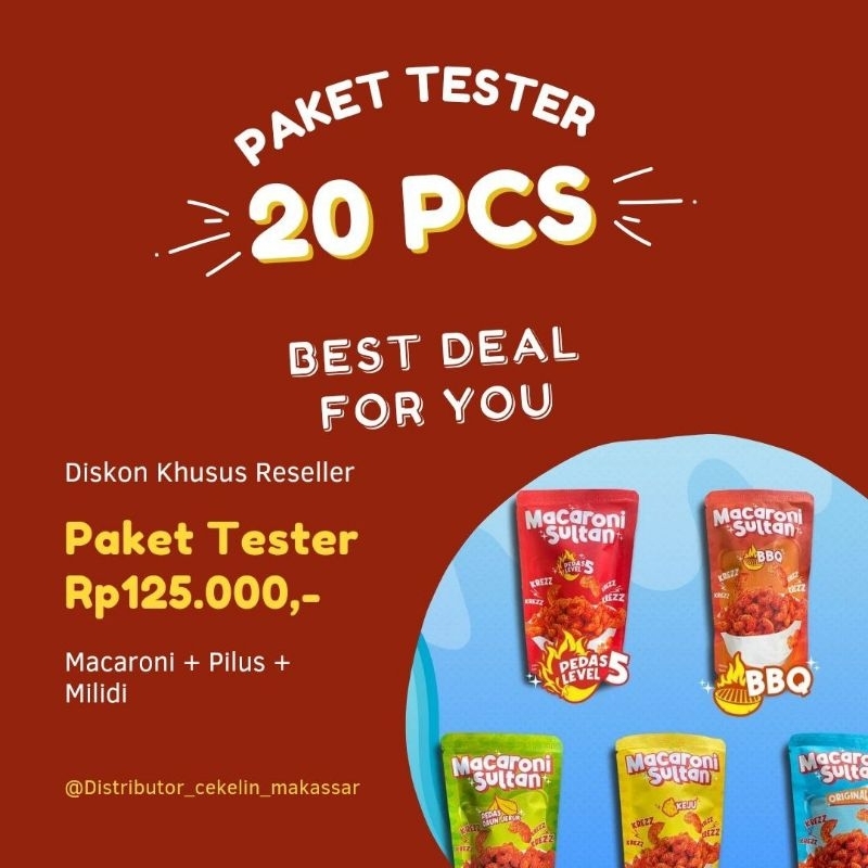 

[20PCS] PAKET TESTER CEMILAN SNACK CEKELIN MAKASSAR BEST SELLER