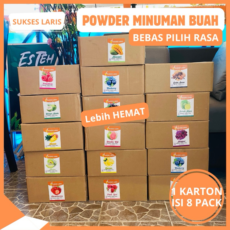 BUBUK MINUMAN RASA BUAH 1 KARTON | POWDER MINUMAN SERBUK BUAH | SERBUK MINUMAN KEKINIAN