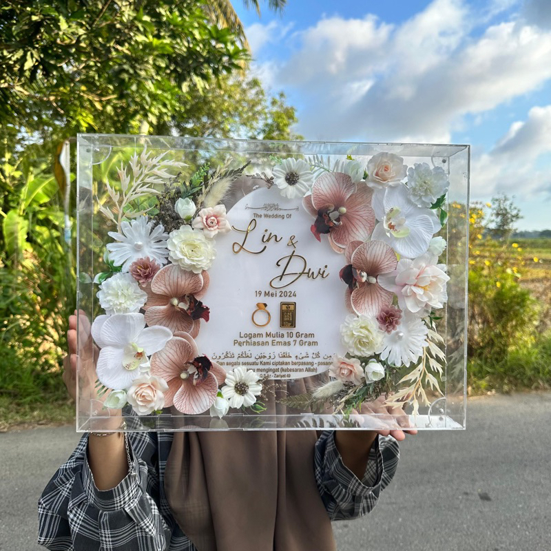 (1-2 HARI JADI) MAHAR BOX AKRILIK BOX MAHAR AKRILIK MAHAR PERNIKAHAN FRAME 3D