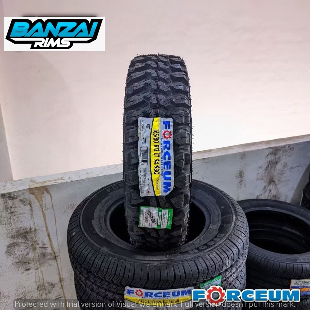 BAN MOBIL OFFROAD SEMI CANGKUL UKURAN 165 80 R13 BAN TUBLES KEMBANG KASAR RING 13 MEREK FORCEUM M/T