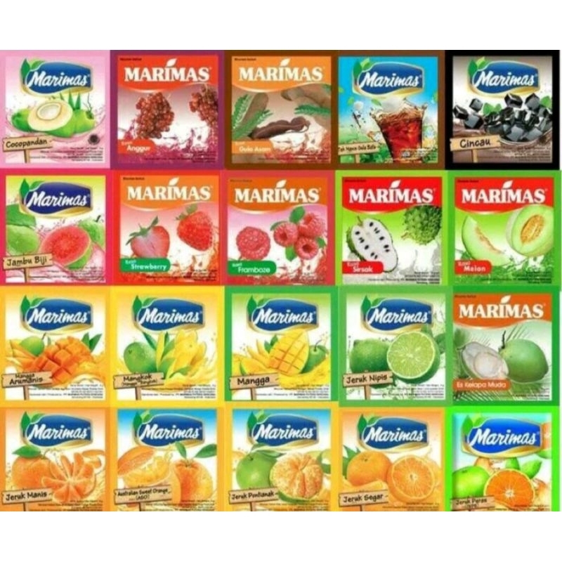 

Minuman marimas all varian rasa 1 renceng isi 10 sachet