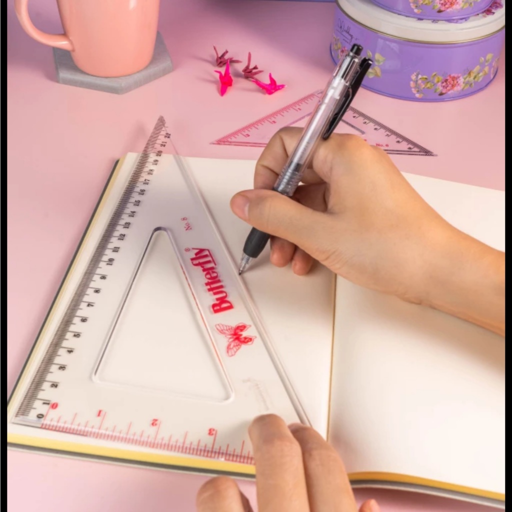 

Butterfly TRIANGULAR Ruler SET 14cm 23cm 90° No.6 No.8 / Penggaris Butterfly Sudut Segitiga Panjang