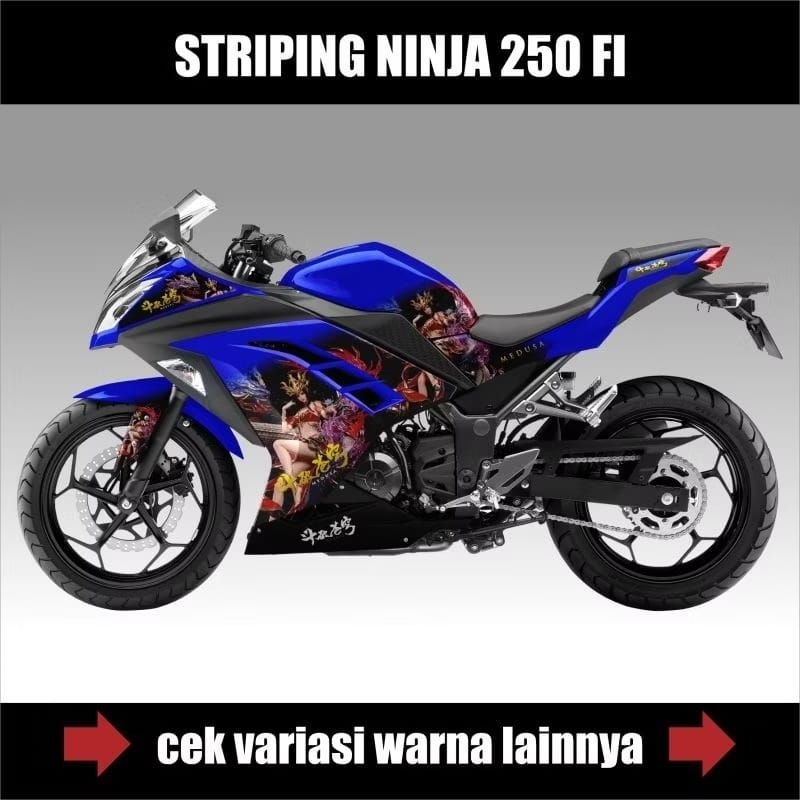 Stiker Ninja 250 Fi Variasi Grapis anime Custom / Striping Sticker Motor Kawasaki Ninja 250 Fi / Dec