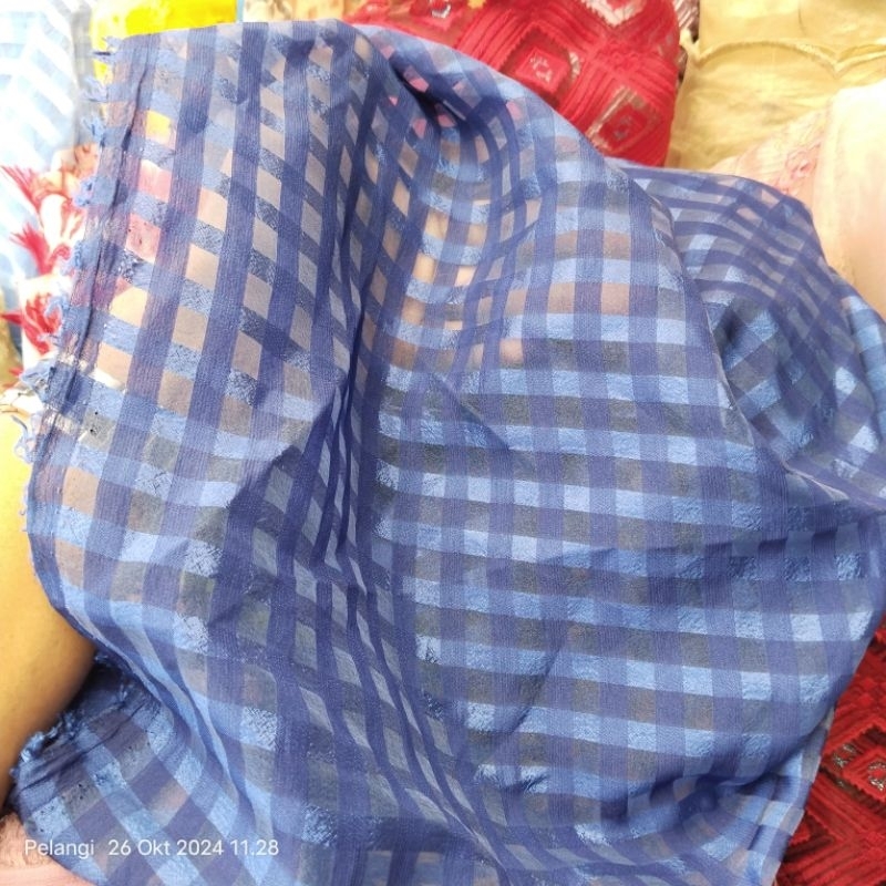 HARGA/0,5 M / BAHAN ORGANZA PREMIUM / BAHAN ORGANZA MOTIF / KAIN ORGANZA KOTAK MOTIF / KAIN ORGANZA