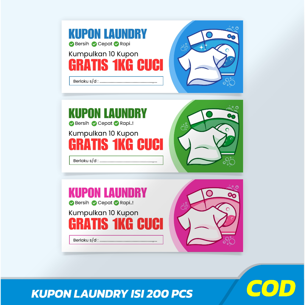 

( Isi 200 PCS ) Kartu Kupon Laundry / Kupon Gratis / Voucher