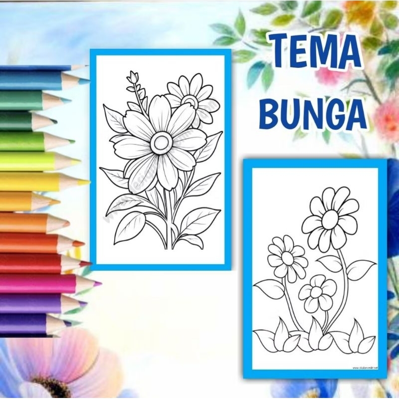 

1 LEMBAR KERTAS GAMBAR MEWARNAI A5 / TEMA BUNGA / GAMBAR MEWARNAI / COLORING BOOK ANAK SEKOLAH