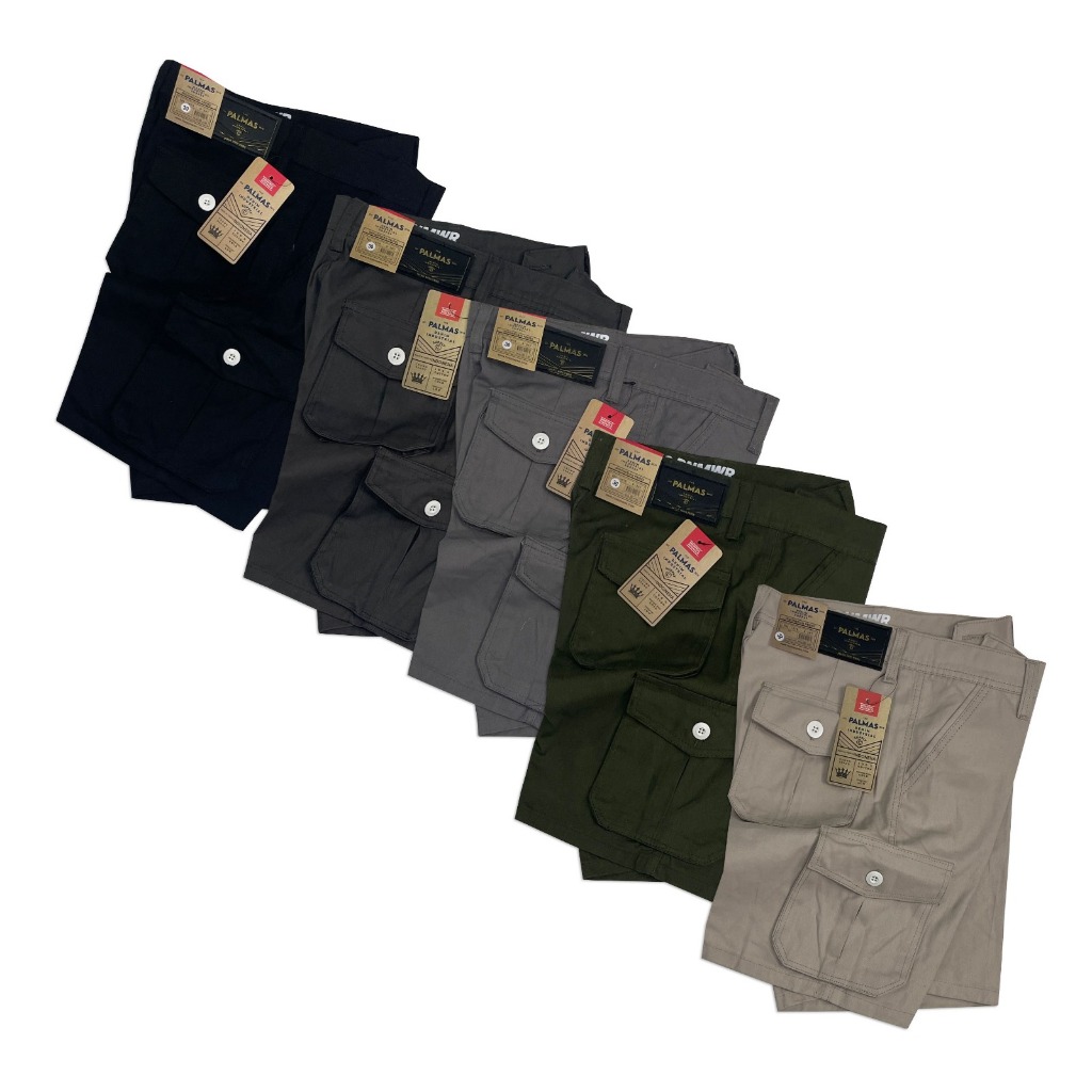 Celana Cargo Tuill Katun Pria Pendek Warna Di Atas Lutut