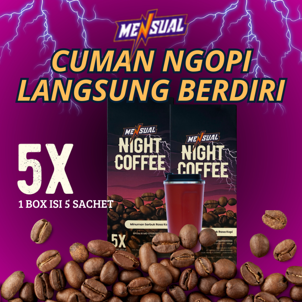 

Mensual - Night Cofee | Minuman Bubuk Kopi 1 Box isi 5 Sachet