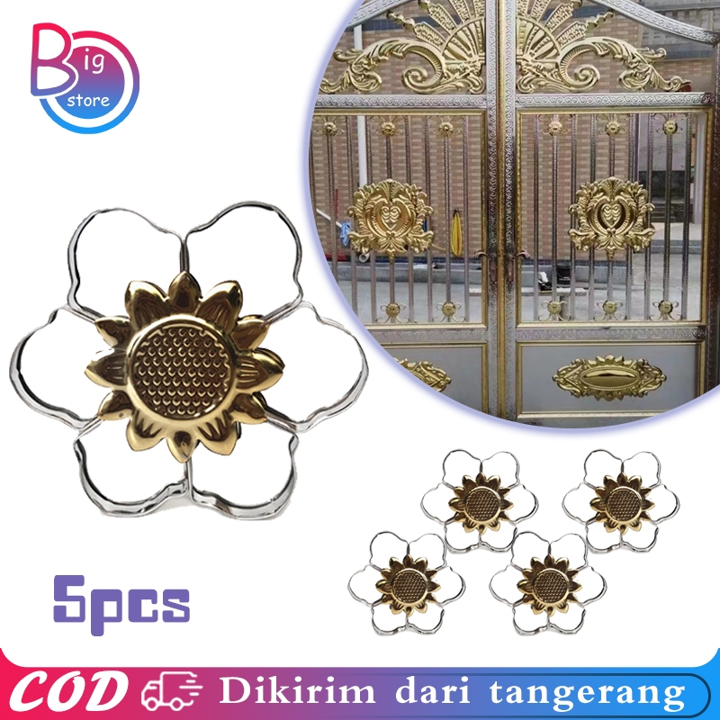 Isi 5pcs Ornamen Aksesoris Pagar Stainless Steel 120mm Bunga Matahari Ornamen Pagar Hiasan Pagar