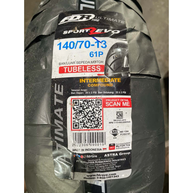 Ban luar 140/70-13 Sport zevo FDR (Tubles)