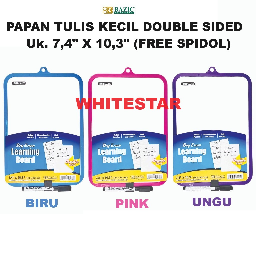 

(PO 240 pcs) papan tulis whiteboard bazic kecil uk. 7,4x10,3 free spidol