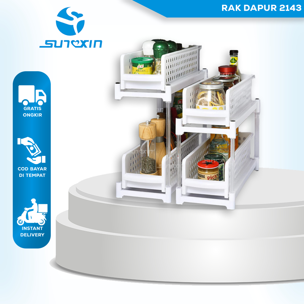 SUNXIN Rak Dapur 2143/Rak Susun Plastik / Rak Bumbu /Rak Kamar Mandi / Rak Plastik