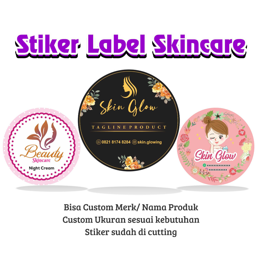 

Stiker Label Skin Care Sticker Produk Kecantikan Label Jar Cream Merk Jar Pot