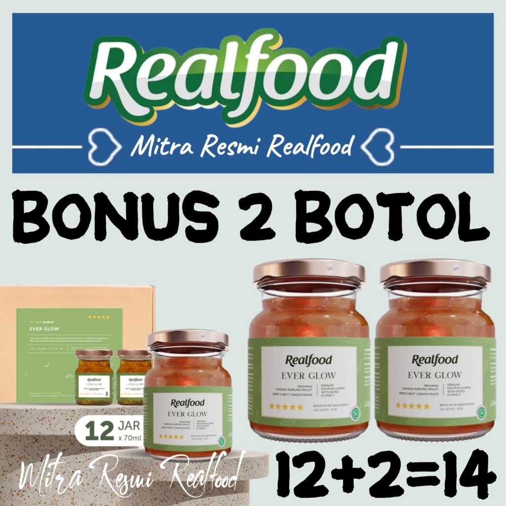 

Realfood Ever Glow 12 Bonus 2 Botol ( Minuman Sarang Burung Walet ) MRR