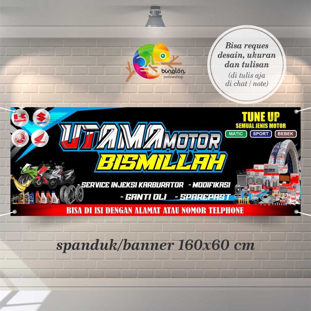 Cetak Spanduk Banner Bengkel Motor Bismilah
