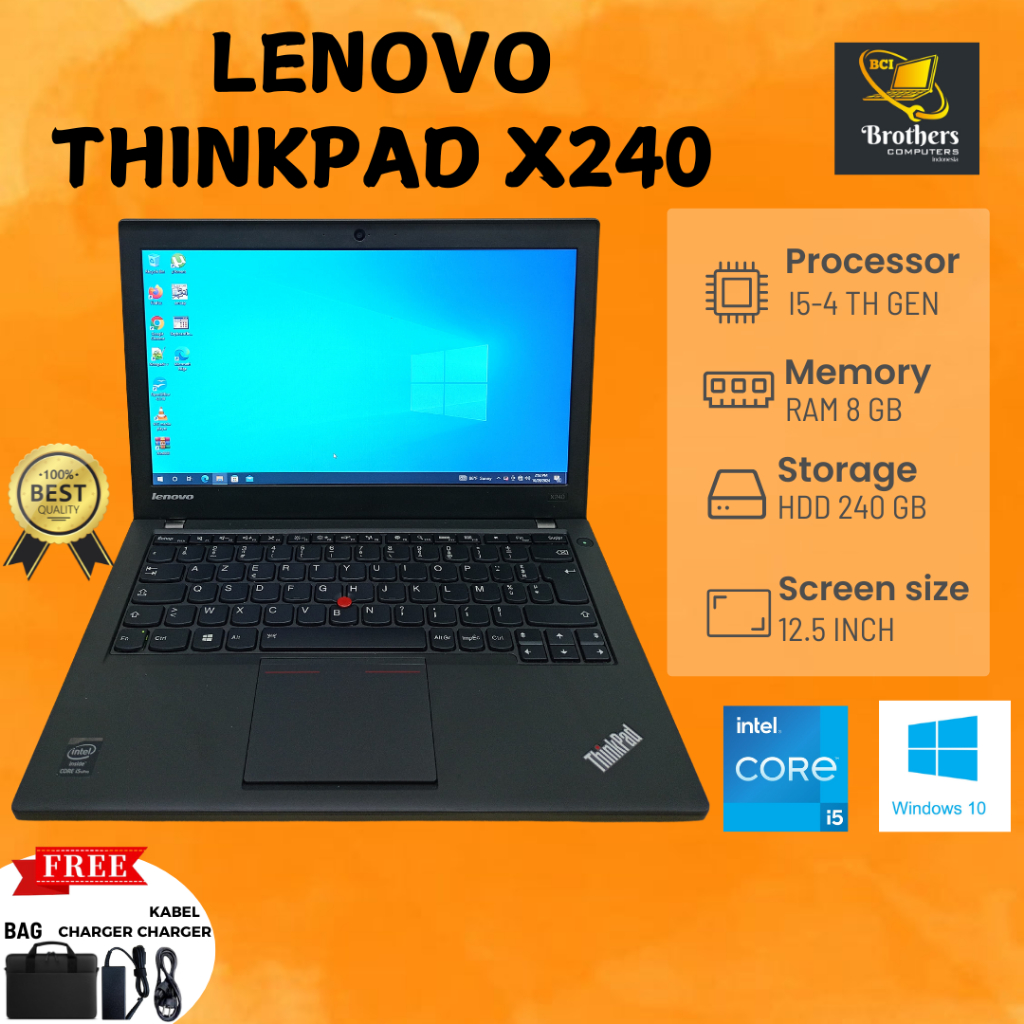 LAPTOP LENOVO X240 INTEL CORE I5-4TH GEN RAM 8GB/256GB-SSD