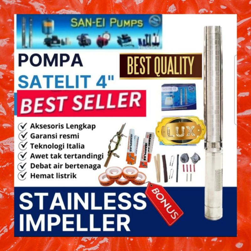 Pompa satelit 4inch SanEi Italy 5.5Hpss 3phase 4kw sp8-25 submersible San Ei 4" Debit 8Kubik model y