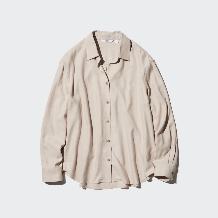 UNIQLO Women Kemeja Flannel Lembut Kerah Skipper Wanita JASTIP BATBOY