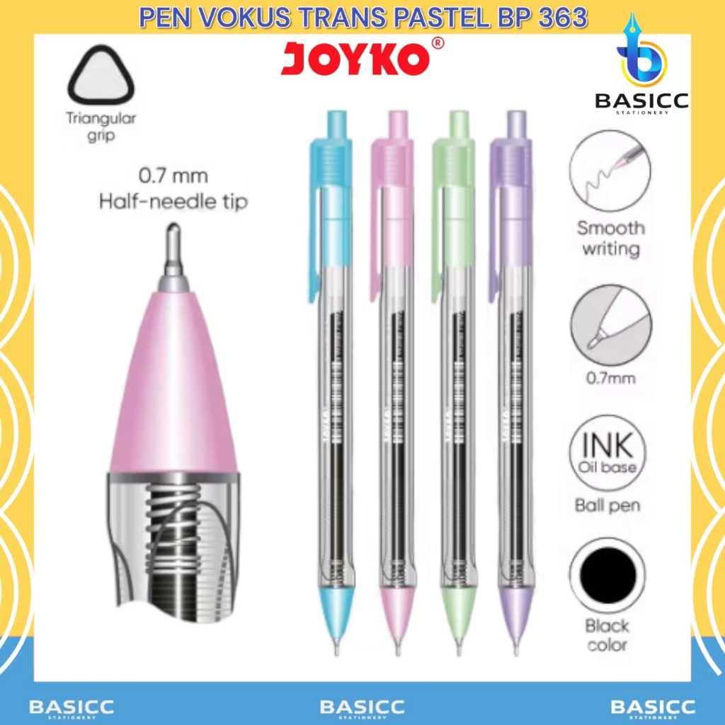 

Joyko Ballpen Cetek Vokus Trans Pastel 0.7mm BP-363 | @1Pcs