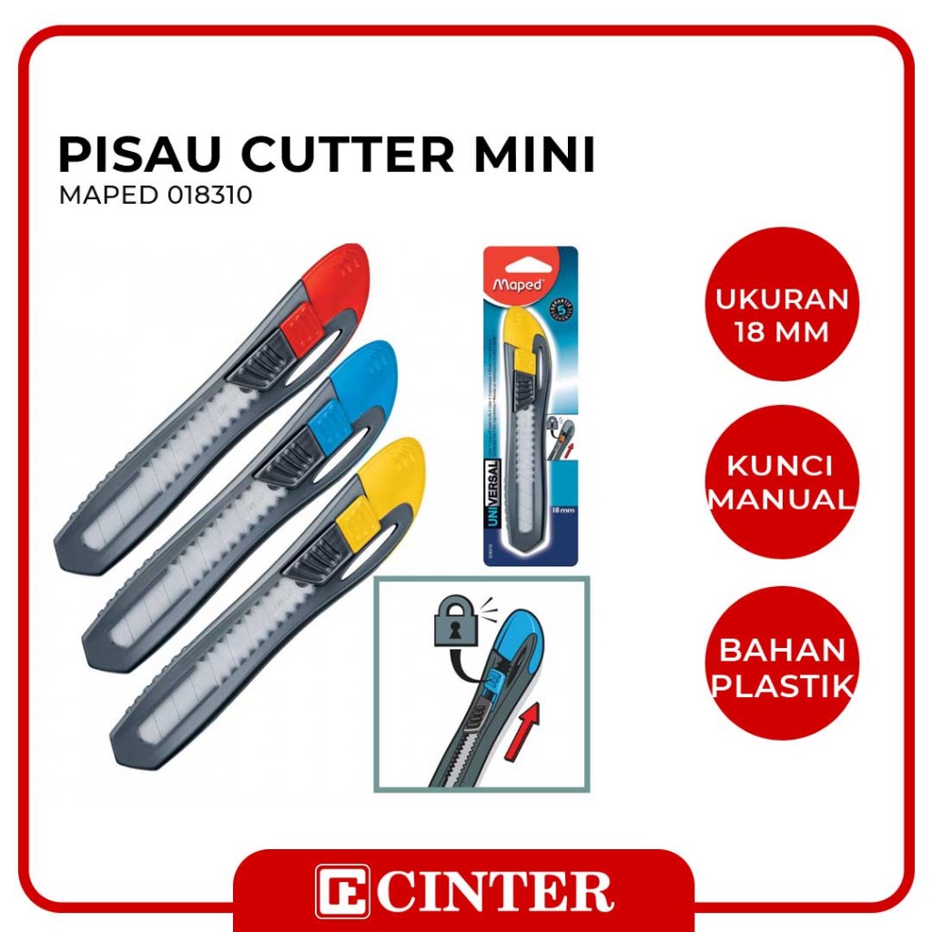 

MAPED - PISAU KECIL / PISAU MINI / UNIVERSAL CUTTER PLASTIK 18 MM 018310