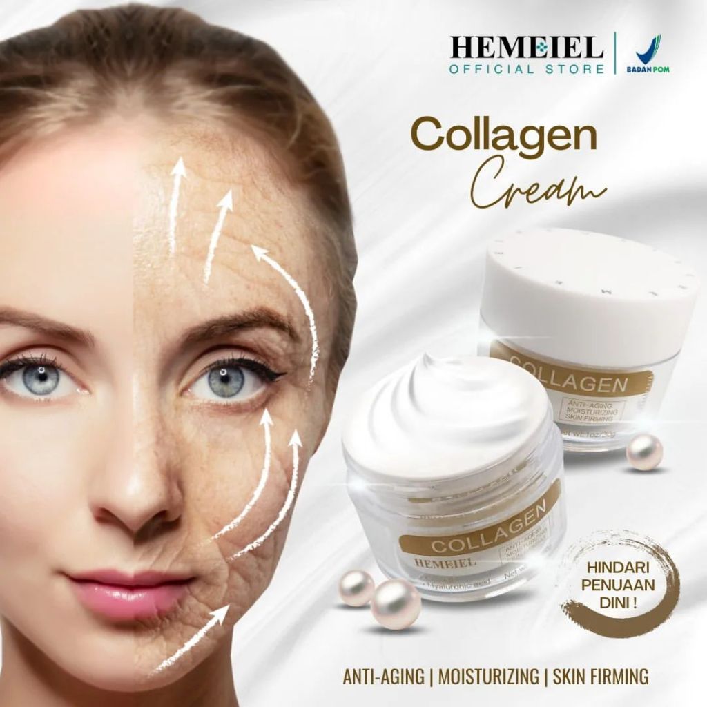 BPOM | Collagen Day Night Cream Moisturizing Brightening Skin Krim Kolagen Pelembab Pemutih Wajah