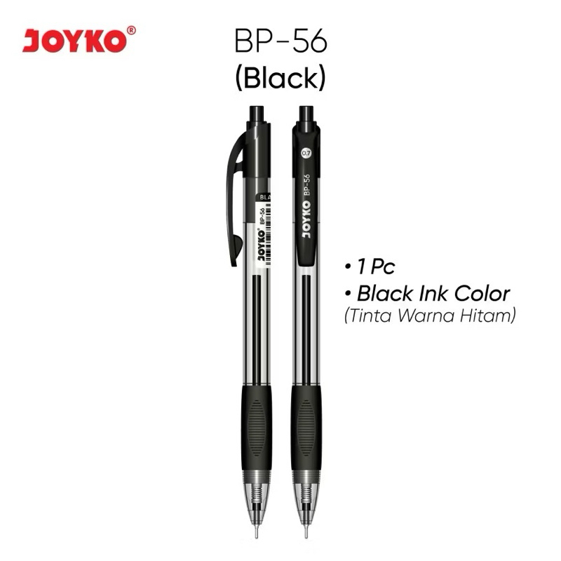 

Pulpen Pena Joyko BP-56 Hitam ECER 1 Biji / Bolpoin Joyko Needle Tip 0.7mm