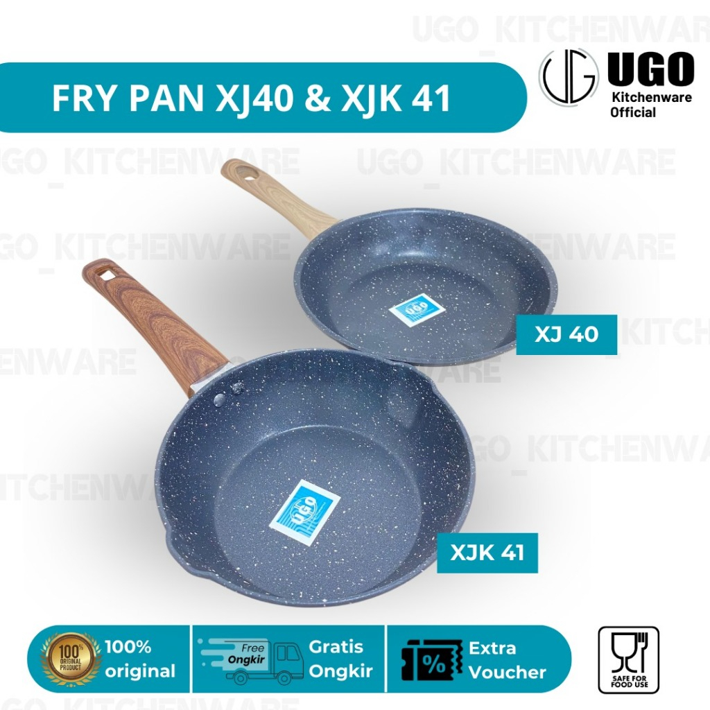 UGO Fry Pan Wajan Penggorengan Marble Granite Coating Anti Lengket | Wajan FryPan Anti Lengket Deep 